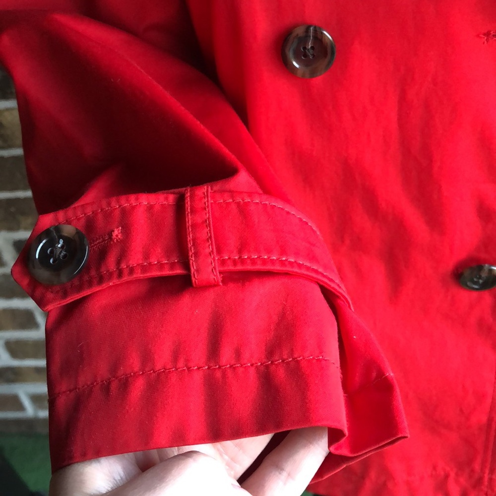 Lands End Red Double-Breasted Peacoat Style Rain Coat Jacket - Picture 3 of 15